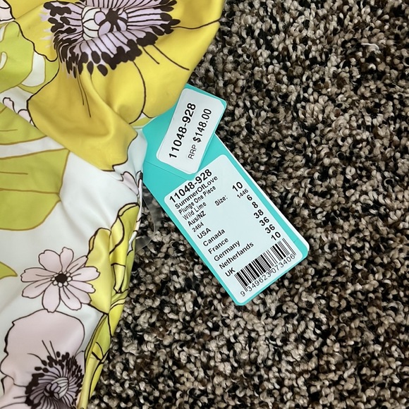 Seafolly Summer of Love Plunge One-Piece Wild Lime, NWT - Picture 3 of 7